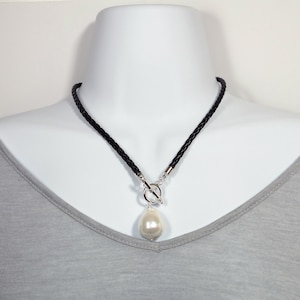 Majorica Style Geflochtenes Leder Erstellt Barock Perlenkette