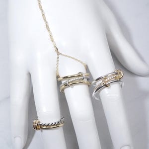 Two Tone Sterling Silver Connector Stacking Rings