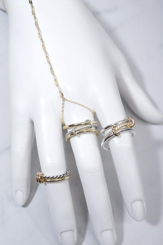 Two Tone Sterling Silver Connector Stacking Rings