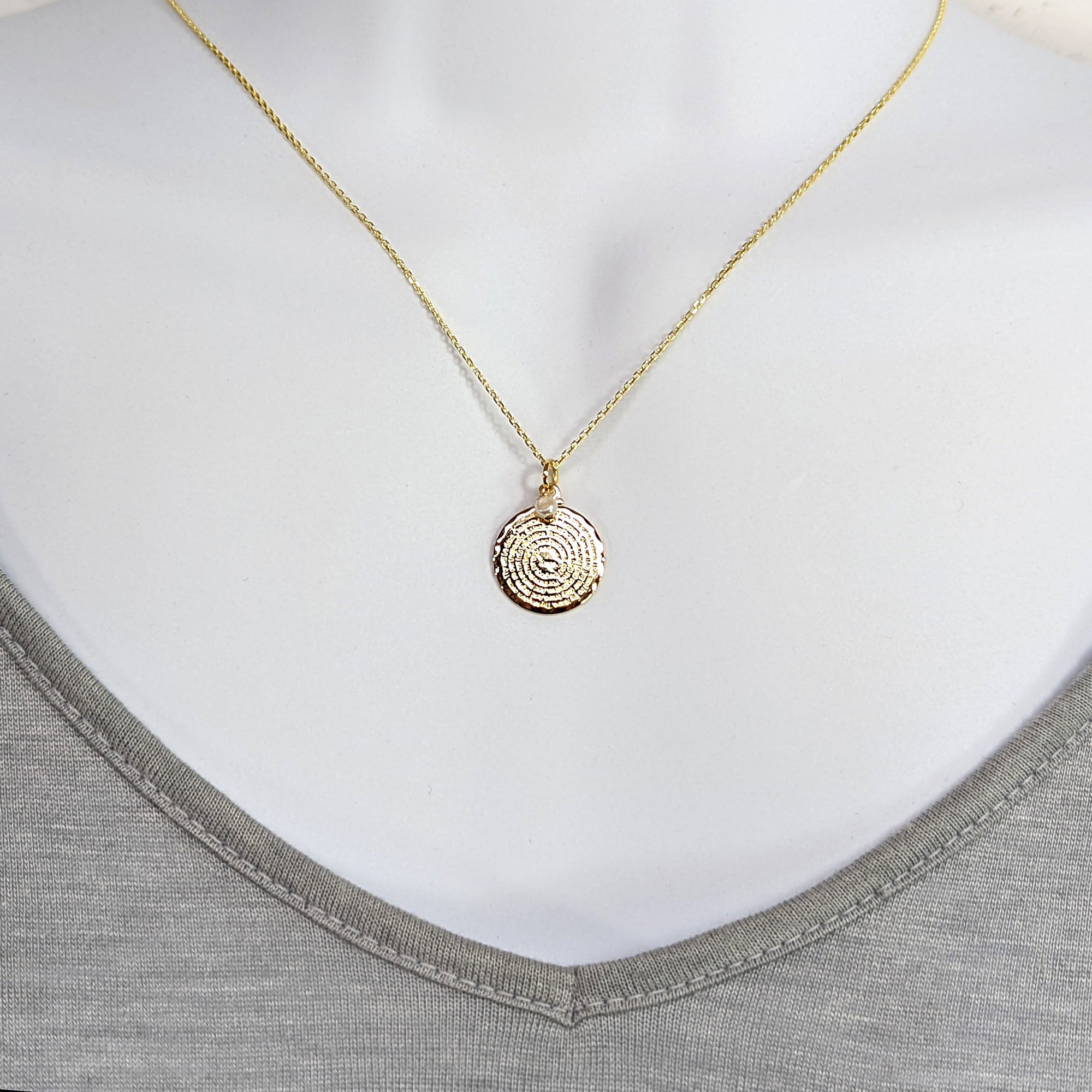Mini Scalloped Gold Layered Our Father Lord's Prayer necklace