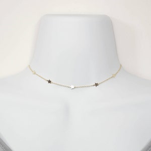 Sterling Silver on Chain Plain Star Choker Necklace