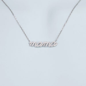 Sterling Silver Mama CZ Necklace