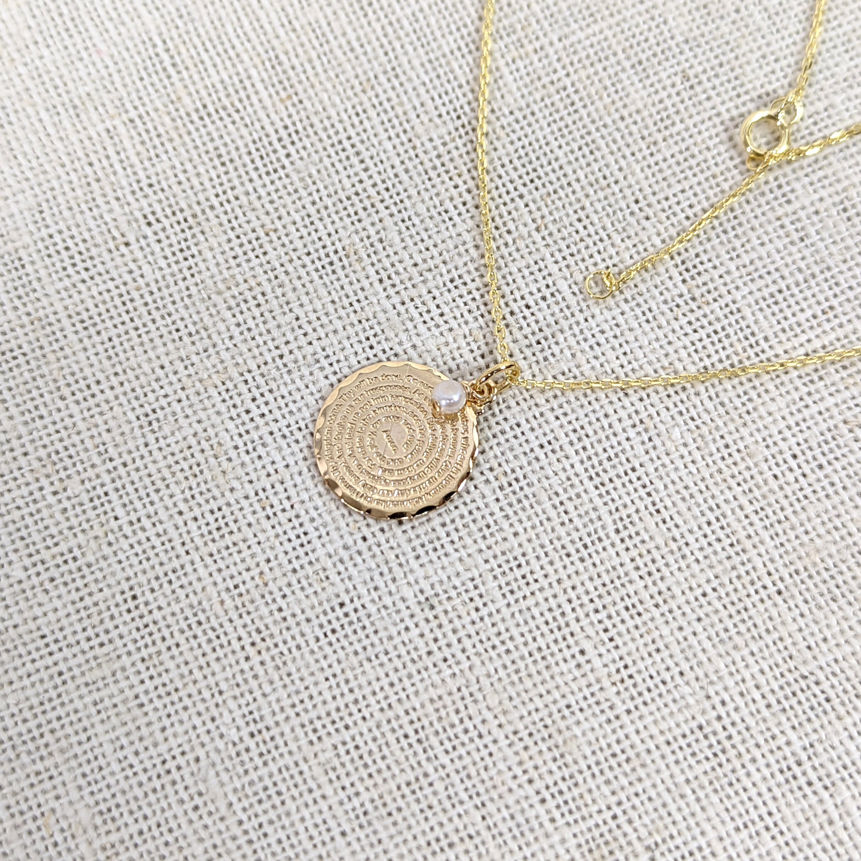 Mini Scalloped Gold Layered Our Father Lord's Prayer