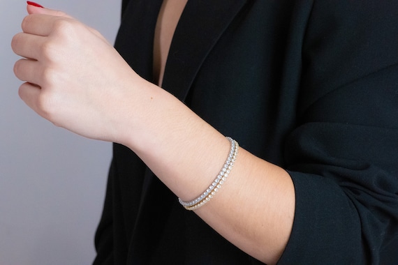 CZ 3mm Sterling Silver Tennis Bracelet Etsy