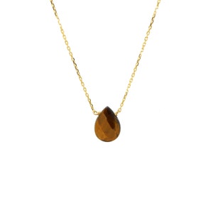 Drop Shaped Faceted Tiger Eye Stone Necklace