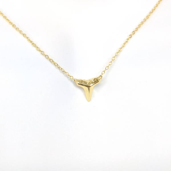 Plain Gold Over Sterling Silver Shark Tooth Necklace