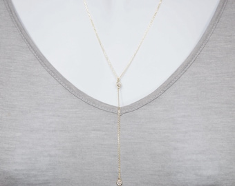 14K Gold über Sterlingsilber Solitaire Lariat