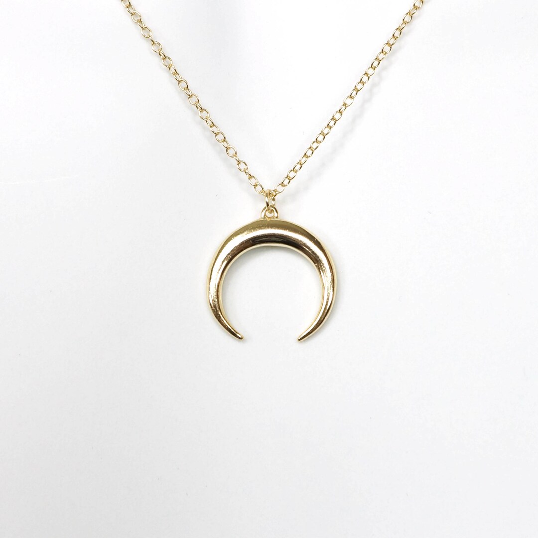 Plain Crescent Moon Gold Over Sterling Silver Necklace - Etsy