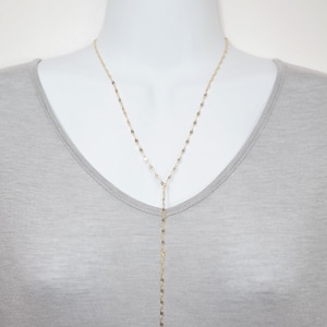 14k Gold Filled Simple Mirror Lariat Necklace