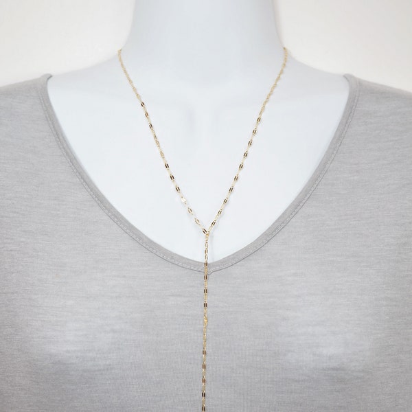 14k Gold Filled Simple Long Lariat Necklace