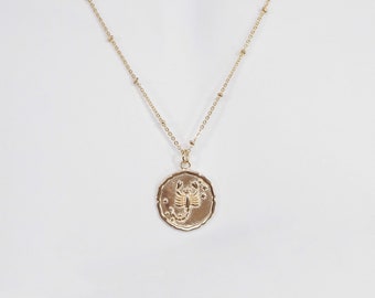 Gold Layered Zodiac Coin Necklace