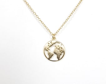 Gold over Silver Earth Globe Necklace