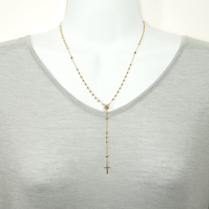 Gold Layered Rosary Necklace image 1