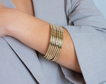 Set of 7 Gold Plated Or Silver Plated Bangle Bracelets