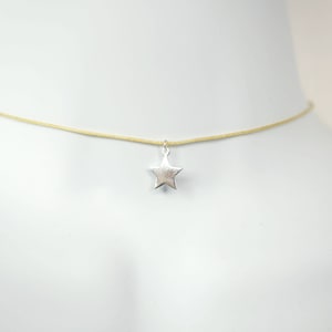 Sterling Silver Plain Star String Choker Necklace