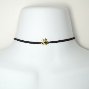 Gold Over Sterling Silver Plain Om Choker Necklace