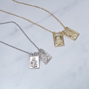 Unisex Solid Sterling Silver Scapular Necklace