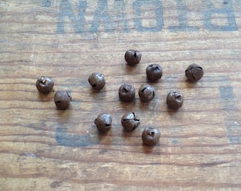 Rusty Tin Bells: 8mm Craft Embellishments (Set of 12)