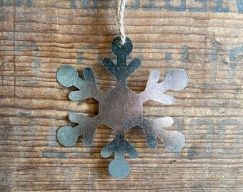 Galvanized Metal Snowflake Ornament: Primitive Christmas Decor