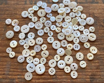 Vintage Cream/White Button Assortment: 100 Mixed Fasteners