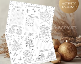 Weihnachts-Tischsets: Urlaubspuzzle für Kinder im Alter von 6-8 Jahren (digitaler Download)