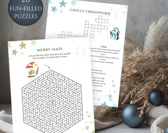 Weihnachten Kinder Aktivitätspaket: 20 druckbare Puzzles (digitaler Download)