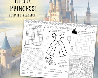 Prinzessin Party Action Tischset: Geburtstag Puzzle Spiele (Digitaler Download)