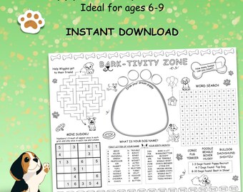 Welpen Puzzles Tischset: Kindergeburtstag Party Hundemotiv Aktivität (digitaler Download)