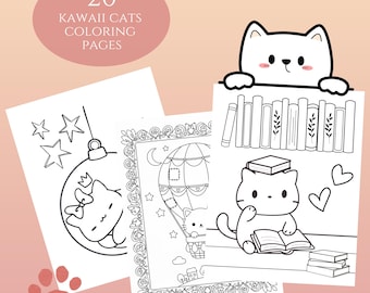 Kawaii Katzen Aktivitäten Pack: 20 Malseiten zum Ausdrucken (Digitaler Download)