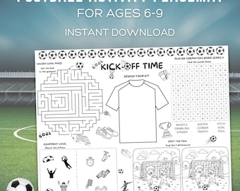 Fußball Puzzles Tischset: Kinder Geburtstagsparty Fußball Sport Aktivitäten (Digitaler Download)