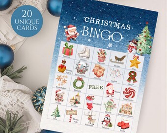 Weihnachts-Bingo-Spiel, druckbare Urlaubsparty-Spiel (Digitaler Download)