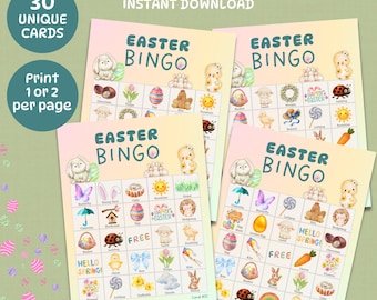 Ostern Bingo Spiel, Druckbare Frühling Klassenzimmer Aktivität, Ostern Party Spiele (Digitaler Download)