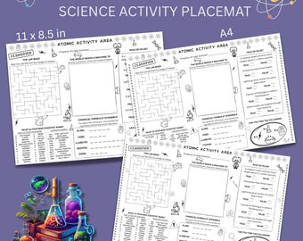 Verrückter Wissenschaftler Puzzles-Tischset: Kindergeburtstag-Party-Wissenschafts-Themen-Aktivität (digitaler Download)