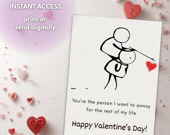 Valentinstag Karte, druckbare minimalistischen Valentinstag, sofortiger Download digitale Karte, Bonus Liebesgutscheine