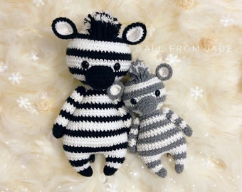 CROCHET PATTERNS : Zack and Zoe the Zebras available in English and French