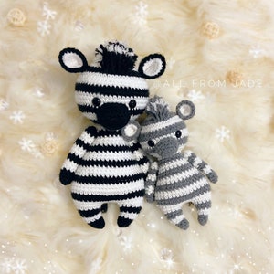 CROCHET PATTERNS : Zack and Zoe the Zebras available in English and French