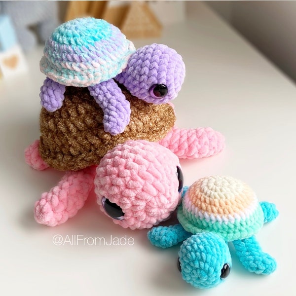 NO SEW Crochet PATTERN: Tiana the tiny Sea Turtle (English/French)