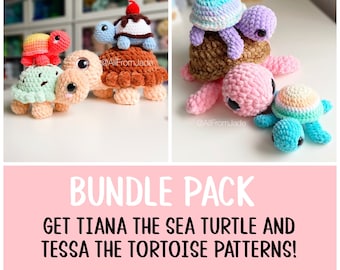 NO SEW Crochet PATTERNS: Tiana & Tessa the tiny turtles (English/french)