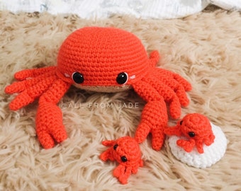 CROCHET PATTERNS : Charlotte the Crab Mom and her babies (English/French)