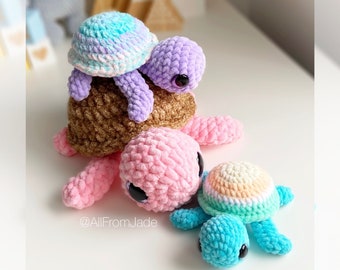 NO SEW Crochet PATTERN: Tiana the tiny Sea Turtle (English/French)