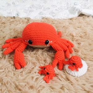 CROCHET PATTERNS : Charlotte the Crab Mom and her babies (English/French)