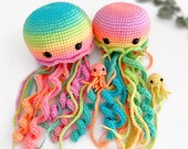 Crochet PATTERN NO SEWING required Melinda and Joanna the Jellyfish Moms and their babies (English French)