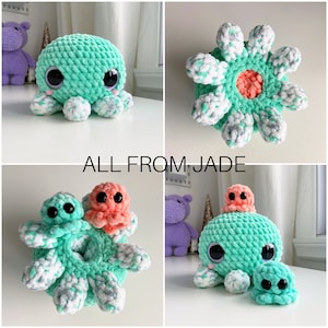 Crochet PATTERNS: The Mini Kawaii Octopus Family English/French image 3