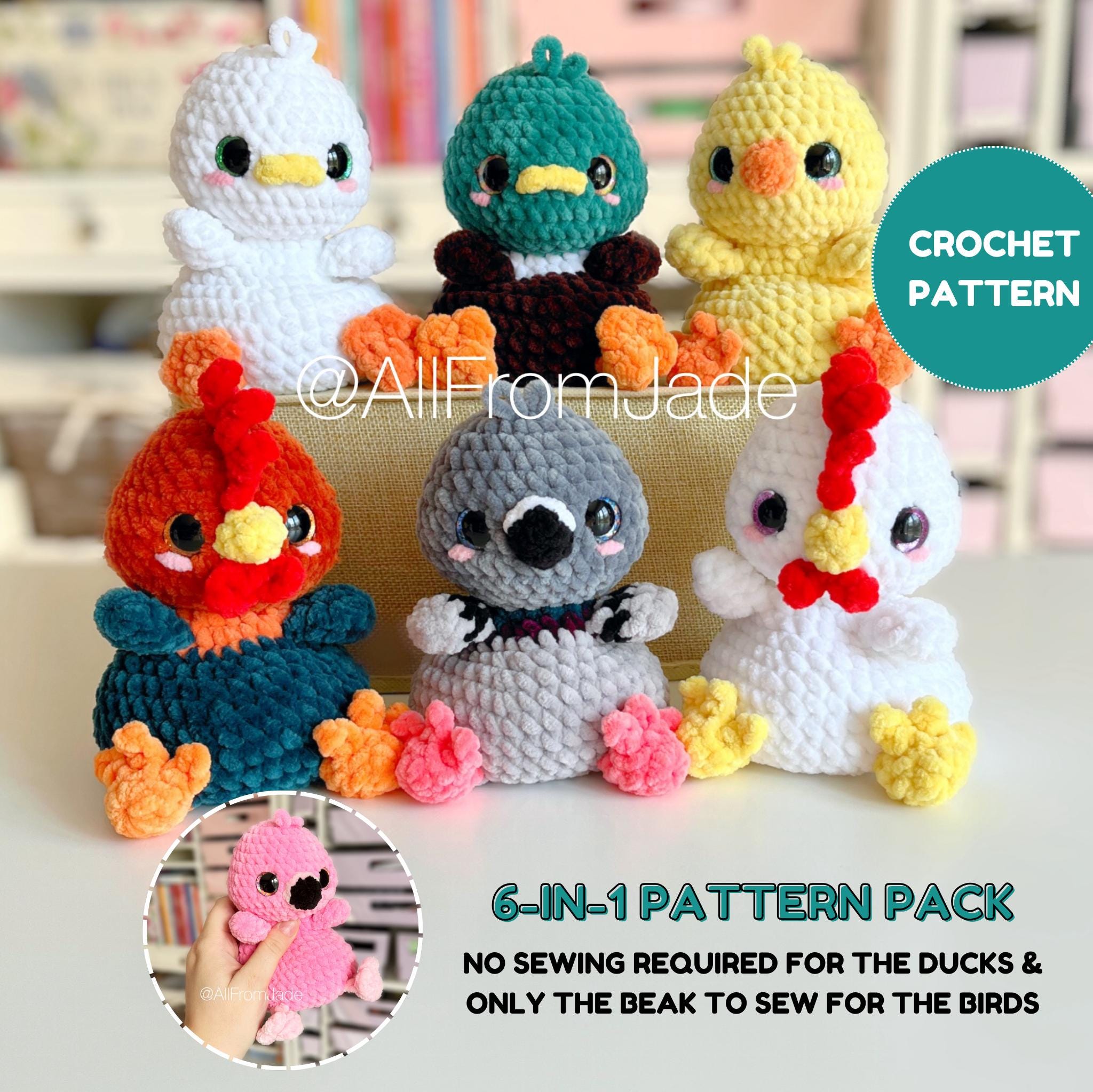Häkelmuster mit geringem Nähaufwand: The Couch Brigade (gewichtetes Amigurumi) – 6-in-1-Musterpaket (Englisch/Französisch)
