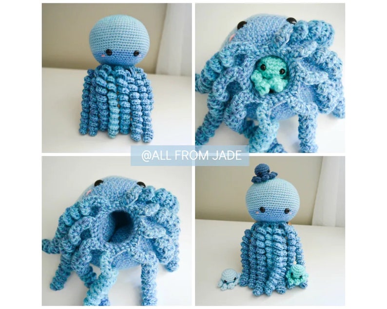 CROCHET PATTERNS : Olivia & Paige the Octopus Moms and their babies English/French image 1