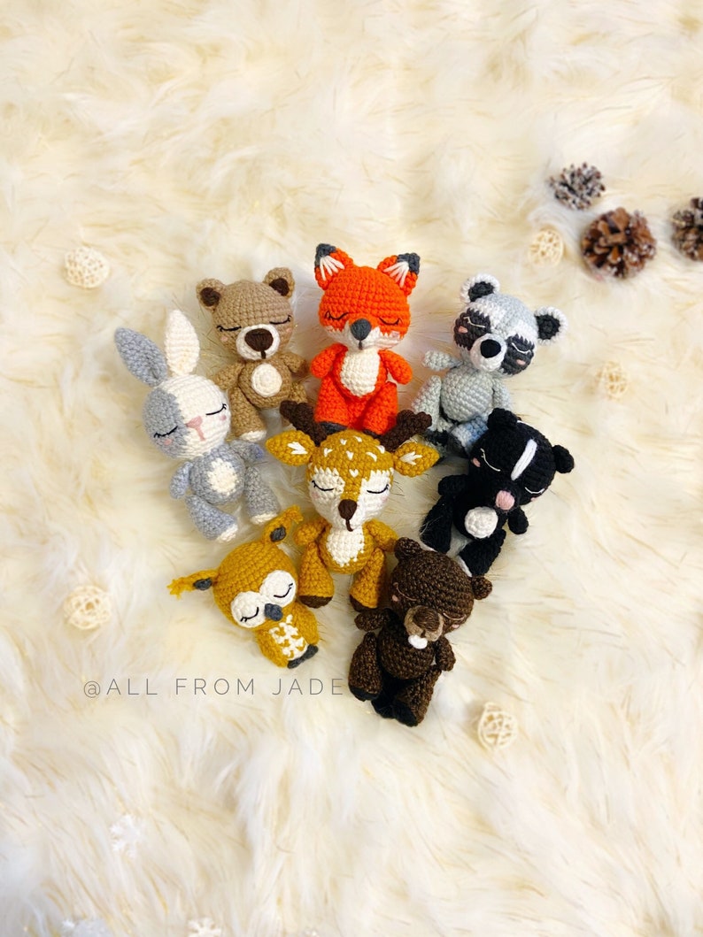 CROCHET PATTERNS : Collection Woodland Animals English and French image 1