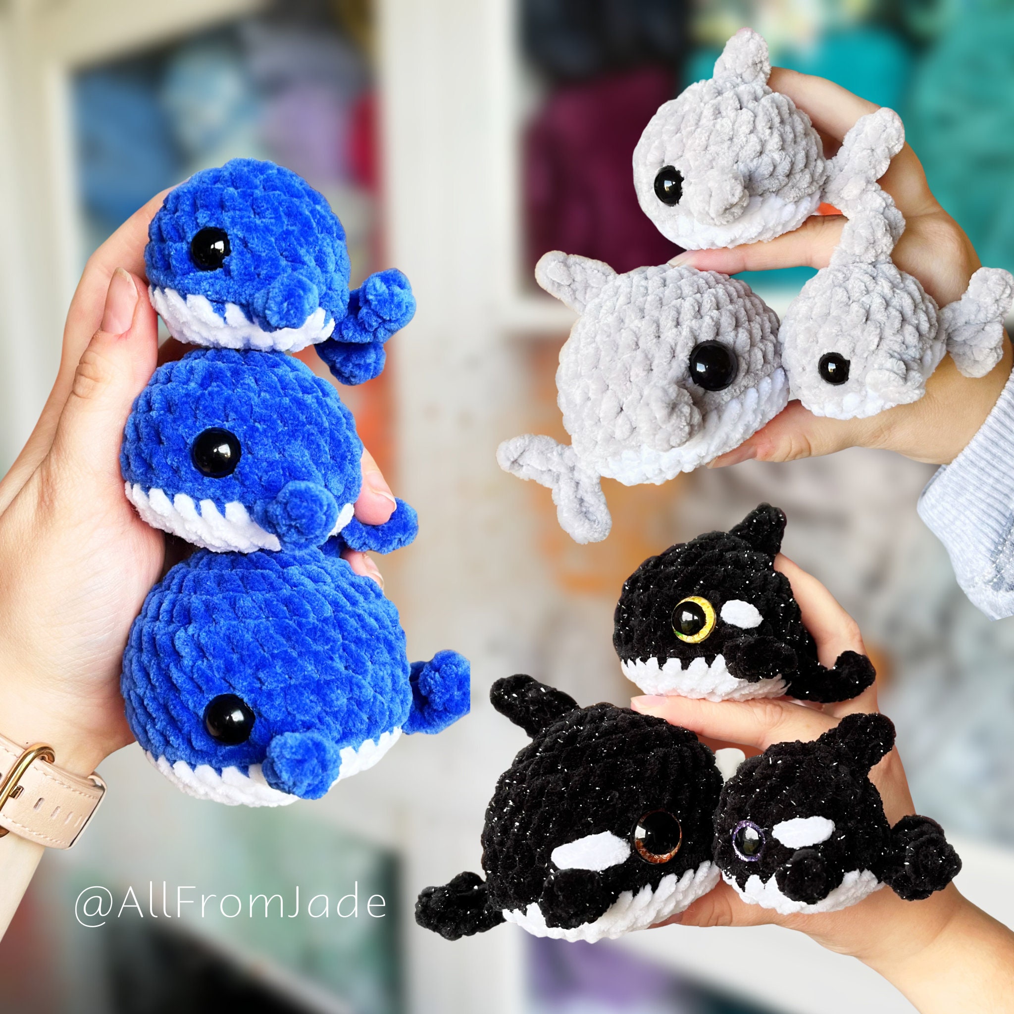 NO-SEW Crochet PATTERNS: Baby Whales & Sharks Pack (english
