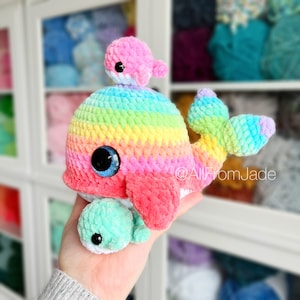 NO-SEW Crochet PATTERNS: Whale Family (English/French)