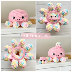 Crochet PATTERNS *NO SEWING required*: The Original Kawaii Octopus Family (English/French) image 6