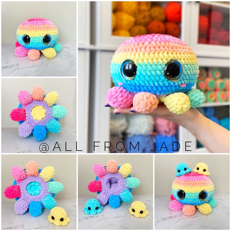Crochet PATTERNS NO SEWING required: The Original Kawaii Octopus Family English/French image 4